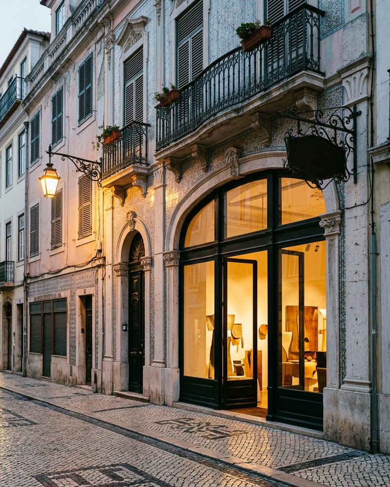 Loja de rua com montra envidraçada